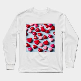 celebrating Valentines day, random floating love hearts Long Sleeve T-Shirt